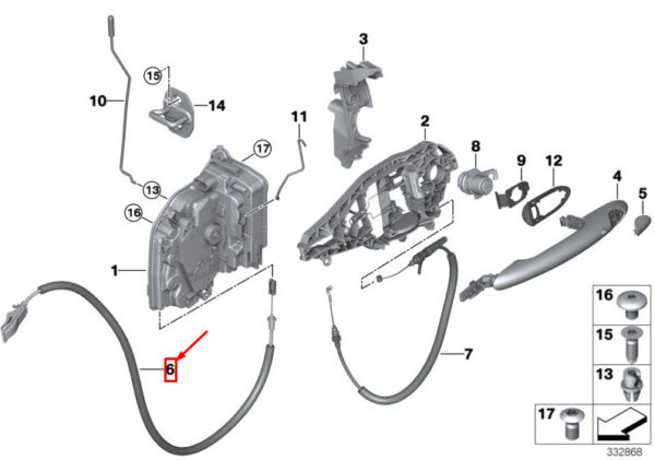 51217296459 - NEW MINI COOPER F56 FRONT INSIDE DOOR BOWDEN CABLE 7296459 51217296459 ORIGINAL