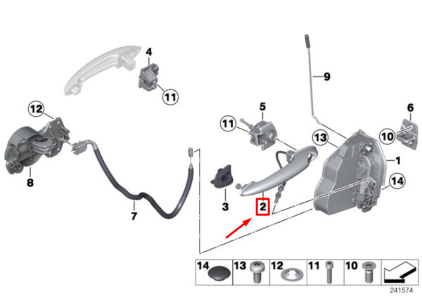 51219800557 - OEM MINI COUNTRYMAN R60 FRONT LEFT EXTERIOR DOOR HANDLE LHD 51219800557 GENUINE