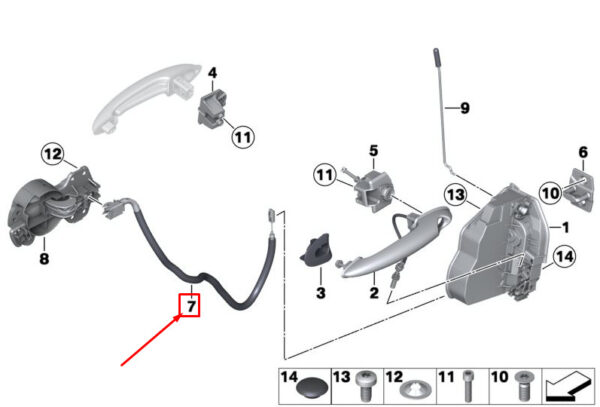 51219808770 - NEW MINI PACEMAN R61 FRONT INNER DOOR HANDLE BOWDEN CABLE 51219808770 ORIGINAL