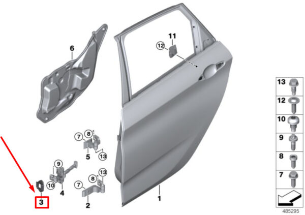 51227297257 - New MINI COUNTRYMAN F60 Rear Left Door Brake Seal 51227297257 7297257