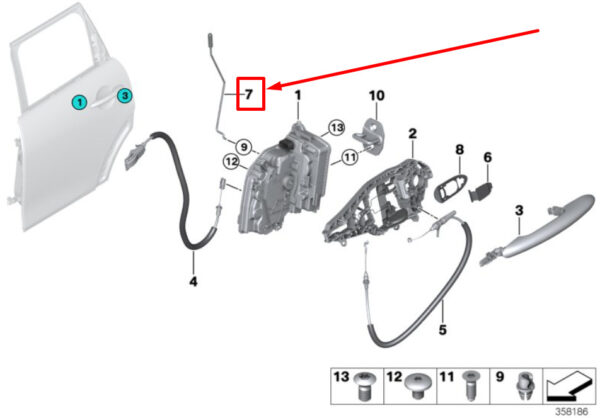 51227320291 - NEW MINI COOPER F55 LEFT DOOR LOCK OPERATING ROD 51227320291 7320291 ORIGINAL