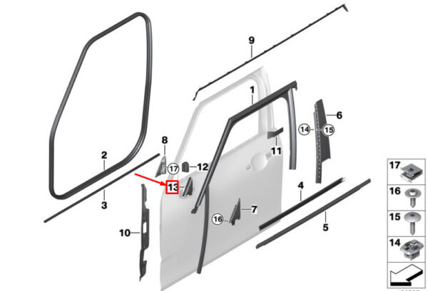 51227344190 - MINI CLUBMAN F54 FRONT RIGHT DOOR TRIM 51227344190 NEW GENUINE