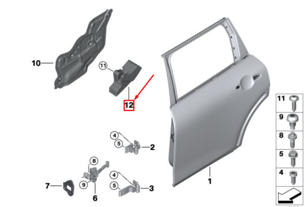 51227344229 - MINI CLUBMAN F54 REAR LEFT DOOR CRASH PAD 7344229 51227344229 NEW GENUINE