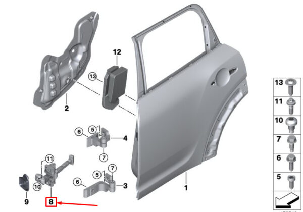 51227472702 - NEW MINI COUNTRYMAN F60 REAR RIGHT DOOR BRAKE 7472702 51227472702 ORIGINAL