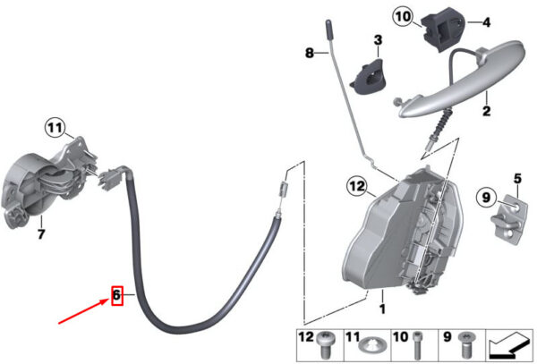 51229800633 - MINI COUNTRYMAN R60 Interior Door Handle Rear Bowden Cable 51229800633 NEW GENUINE
