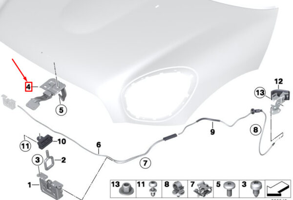 51239802763 - MINI COUNTRYMAN R60 Bonnet Safety Latch 51239802763 NEW GENUINE