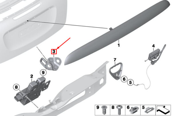 51242759609 - MINI Roadster R59 Boot Lid Striker Plate 51242759609 2759609 NEW GENUINE