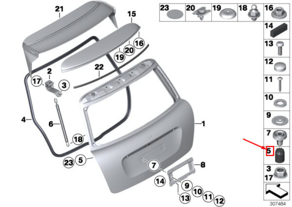 51247132829 - MINI COOPER R56 TAILGATE STOP BUFFER 7132829 51247132829 NEW GENUINE