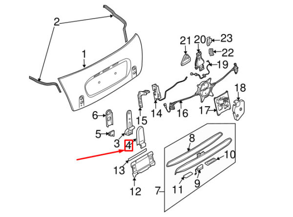 51247135272 - NEW MINI CONVERTIBLE R52 TAILGATE RIGHT HINGE COVER 51247135272 7135272