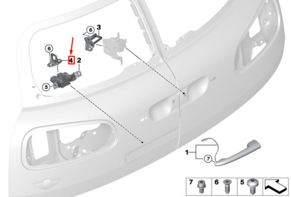 51247397957 - MINI CLUBMAN F54 Rear Lower Door Lock Strike Plate 51247397957 NEW GENUINE