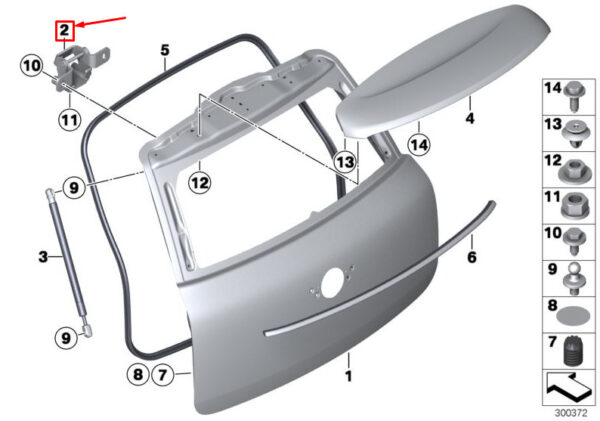51249806460 - MINI COUNTRYMAN R60 Tailgate Hinge Left 9806460 51249806460 NEW GENUINE