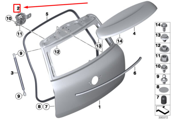 51249806461 - MINI COUNTRYMAN R60 Right Trunk Lid Hinge 51249806461 9806461 NEW