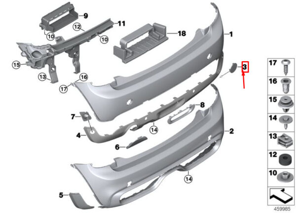51317380038 - MINI COOPER F55 REAR RIGHT TOWING EYE COVER 51317380038 NEW GENUINE