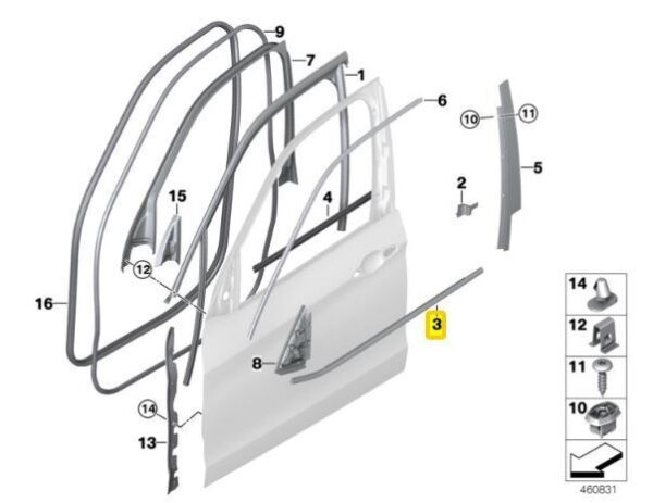 51337289625 | BMW FRONT N/S LEFT DOOR CHANNEL COVER EXTERIOR TRIM SEAL 7289625 OEM- NEW ORIGINAL - Image 2