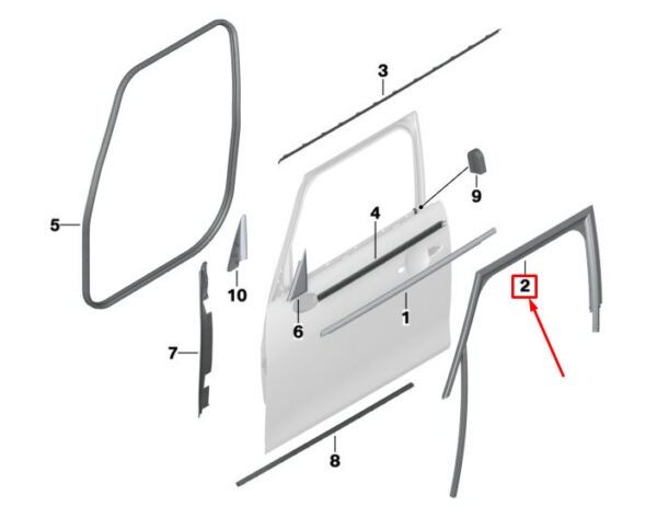 51337322515 - MINI COOPER F55 FRONT LEFT DOOR WINDOW GUIDE 51337322515 7322515 NEW GENUINE