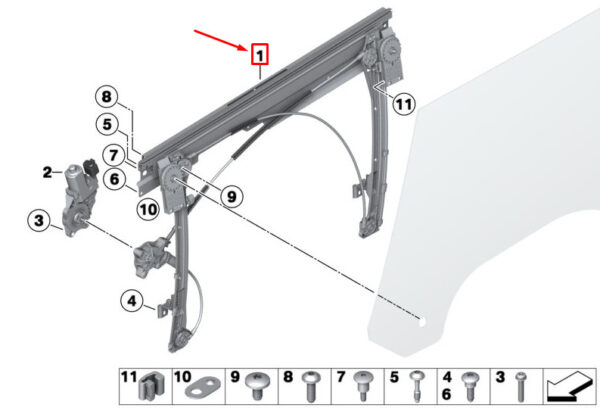 51337340271 - MINI Roadster R59 Window Regulator Front Left Without Motor 51337340271 NEW GENUINE