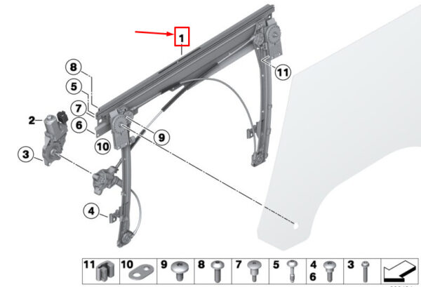 51337340272 - MINI Roadster R59 Front Right Window Regulator 51337340272 NEW GENUINE