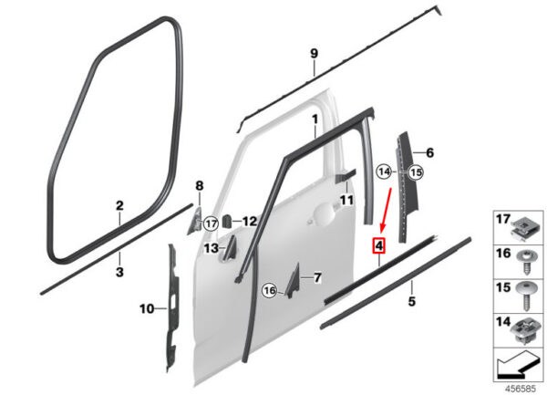 51337344168 - MINI CLUBMAN F54 Front Right Door Inner Duct Gasket 51337344168 NEW GENUINE