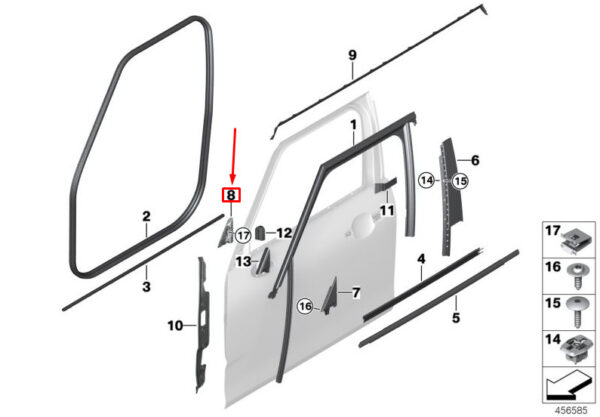 51337348831 - NEW MINI CLUBMAN F54 LEFT FRONT INSIDE DOOR CORNER STRIP 51337348831 ORIGINAL
