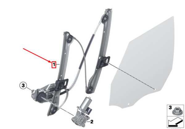 51339805670 - NEW MINI LANDMANN R60 FRONT RIGHT DOOR WINDOW REGULATOR 51339805670 ORIGINAL