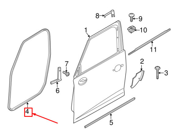 51339808654 - NEW MINI COUNTRYMAN R60 10/16 DOOR GUN TRIP FRONT 9808654 ORIGINAL