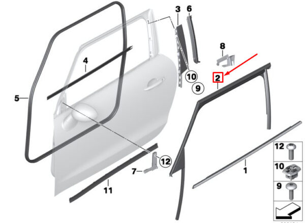 51339808767 - MINI PACEMAN R61 FRONT LEFT DOOR WINDOW GUIDE 51339808767 9808767 NEW GENUINE