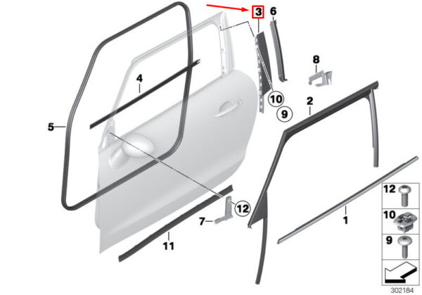 51339808771 - MINI PACEMAN R61 Front Left Door Cover Column B 51339808771 NEW GENUINE