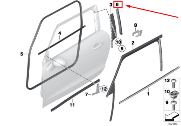 51339808893 - MINI PACEMAN R61 LEFT B PILLAR GASKET 9808893 51339808893 NEW GENUINE