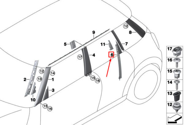 51357322445 - MINI COOPER F55 REAR LEFT DOOR TRIM 7322445 51357322445 NEW GENUINE