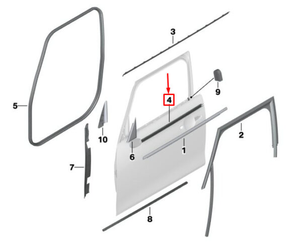 51357322529 - MINI COOPER F55 FRONT LEFT INTERIOR DOOR SEAL 7322529 51357322529 NEW GENUINE