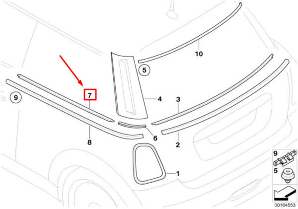51372754857 - NEW MINI COOPER R56 REAR SIDEWALL INSERT TRIM 51372754857 ORIGINAL