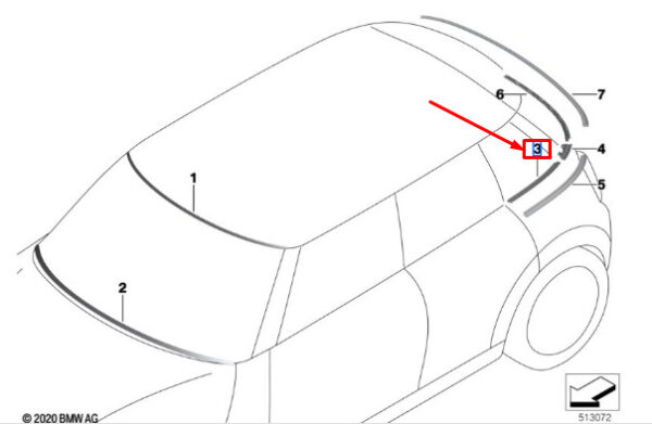 51377338623 - Mini Cooper F55 Rear Left Moulding Trim Strip 51377338623 NEW GENUINE