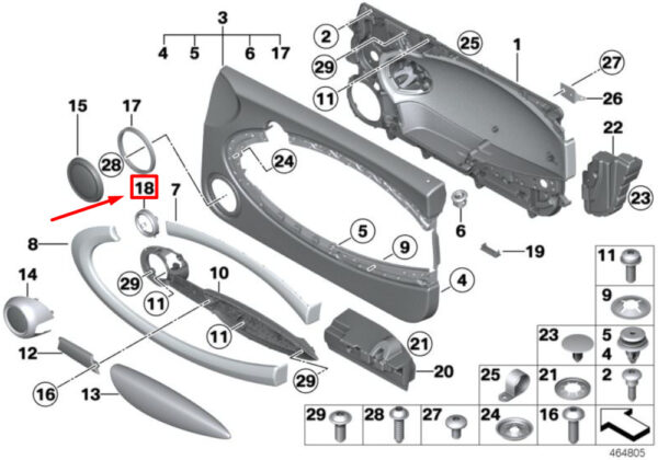51412753337 - NEW MINI COOPER R56 FRONT LEFT DOOR HANDLE OPENER 51412753337 TRIM ORIGINAL
