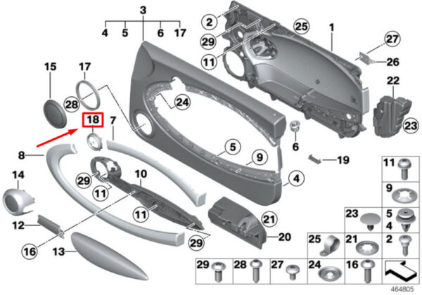 51412753338 - NEW MINI COOPER R56 FRONT RIGHT DOOR HANDLE BEZEL 2753338 51412753338 ORIGINAL