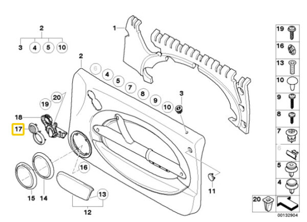51417035376 - New Genuine MINI R50 R52 R53 Right Cover For Door Opener Speaker Grille 7035376