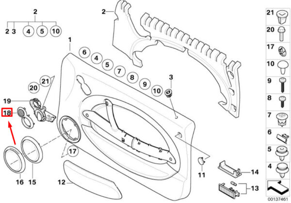 51417050891 - NEW OEM MINI CABRIO R52 FRONT LEFT DOOR HANDLE OPENER COVER 51417050891 GENUINE