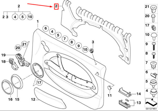 51417072136 - MINI COOPER R50, R53 FRONT RIGHT DOOR SOUND INSULATION 51417072136 NEW GENUINE