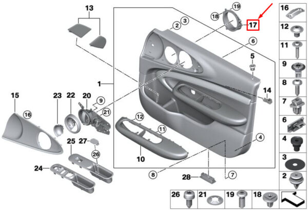 51417363250 - MINI F54 Front Right Speaker Cover Spacer 51417363250 GENUINE