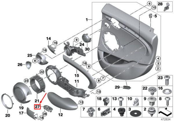 51427322669 - MINI COOPER F55 Power Window Switch Strip Rear Left 51427322669 NEW GENUINE