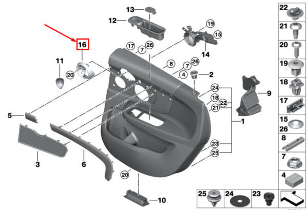 51427390803 - MINI COUNTRYMAN F60 REAR LEFT DOOR HANDLE TRIM RING 51427390803 NEW GENUINE