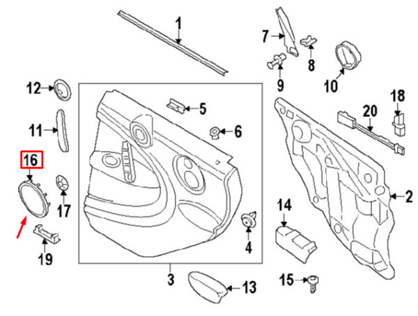 51429800969 - OEM MINI R60 REAR DOOR HIFI SPEAKER COVER SET 51429800969 51429800970 GENUINE