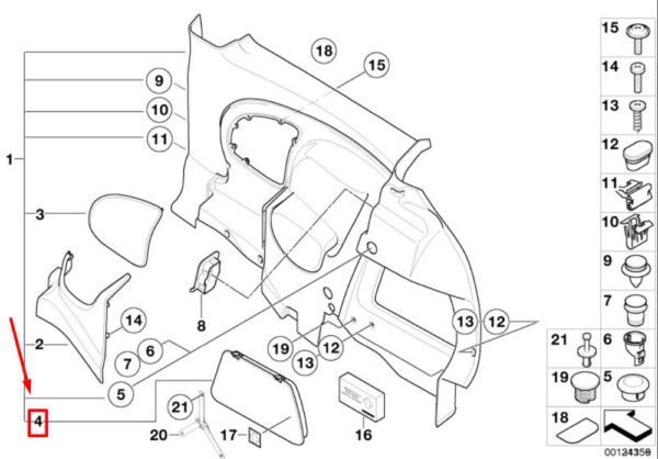 51437034410 - NEW MINI COOPER R50, R53 RIGHT REAR PANEL COVER 51437034410