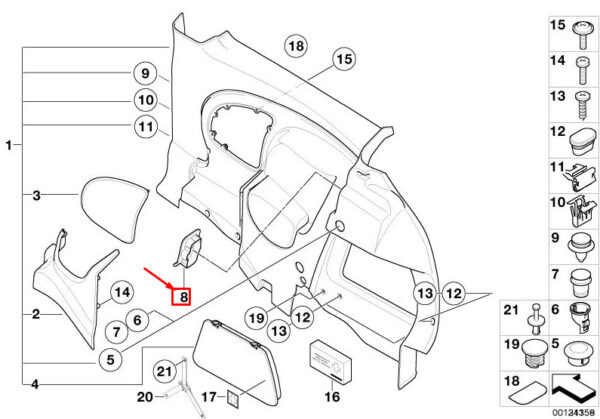 51437047766 - NEW MINI COOPER R50, R53 RIGHT CATCH BRACKET FINISHER 51437047766 ORIGINAL