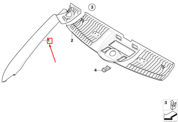 51437117262 - MINI CONVERTIBLE R52 RIGHT PILLAR A COVER 7117262 51437117262 NEW GENUINE