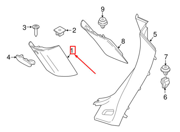 51437413807 - MINI COUNTRYMAN F60 LEFT C PILLAR COVER 51437413807 7413807 NEW GENUINE