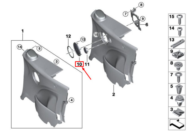 51437417370 - MINI CONVERTIBLE F57 REAR SPEAKER COVER 51437417370 NEW GENUINE