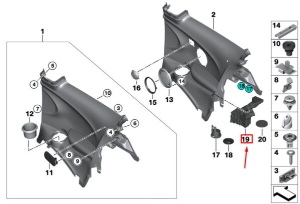 51437436520 - MINI COOPER F56 RIGHT DOOR CRASH PAD 7436520 51437436520 NEW GENUINE