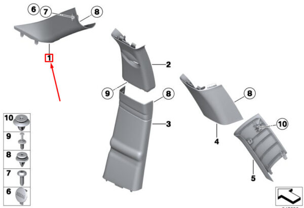 51439801254 - MINI COUNTRYMAN R60 Right Pillar A Cover 51439801254 9801254 NEW GENUINE