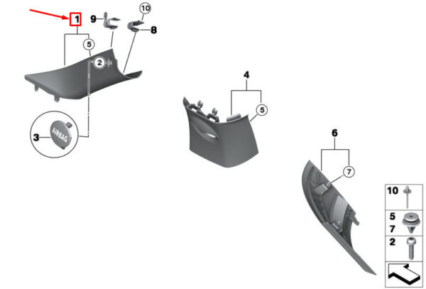 51439812099 - MINI COUNTRYMAN R60 Left Pillar A Cover 51439812099 9812099 NEW GENUINE