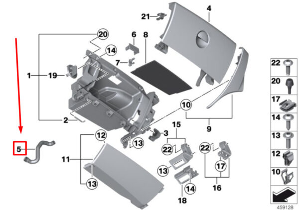 51459801453 - MINI COUNTRYMAN R60 glove compartment cold air channel 9801453 51459801453 NEW ORIGINAL